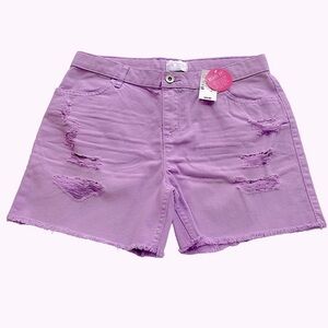 Children’s Place Denim Shorts Girl’s XL Purple Distressed MIDI Adjustable